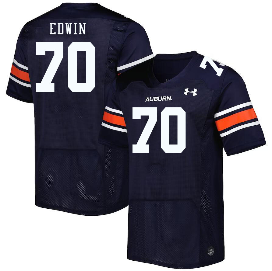 Men #70 Favour Edwin Auburn Tigers College Football Jerseys Stitched-Navy